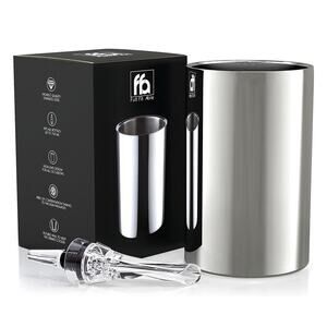 NIB Premium Stainless Steel Wine Cooler w/ Aerator Wine Pourer - Double Wall